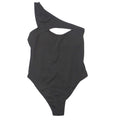 Black One Shoulder Cutout Ribbed Bodysuit Size M