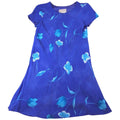Karin Stevens Royal Blue Floral Short Sleeve Knee Length Dress Women Size 6