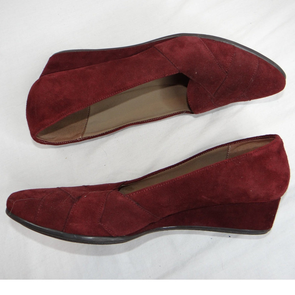 Easy Spirit Womens Burgundy Suede Wedge Heels Shoes Size 9