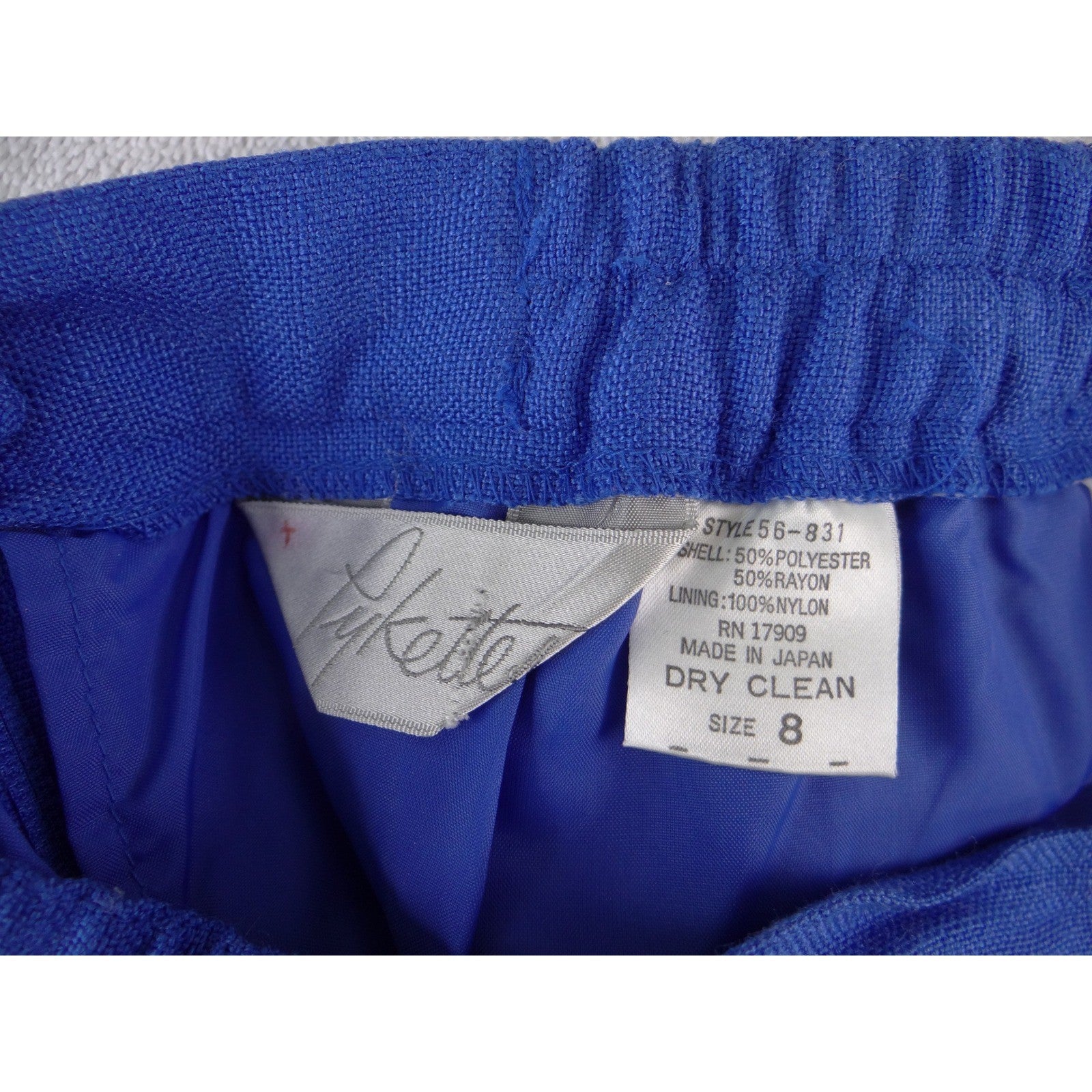 Pykettes Vintage Royal Blue Skirt Suit Set Blazer Mini Skirt Made in Japan 12