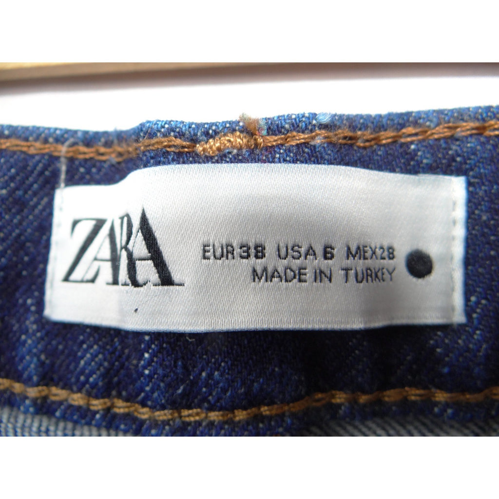 Zara Womens High Rise Straight Leg Jeans Dark Indigo Blue Size 6 MEX 28