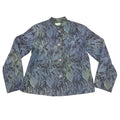 VTG Coldwater Creek Womens Blue Botanical Jacquard Mandarin Collar Jacket Size M