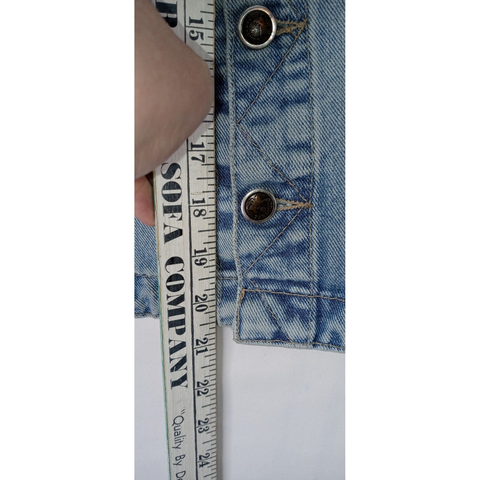 PARASUCO Womens M/M Blue Denim Eagle Patch Sleeveless Vest Jacket