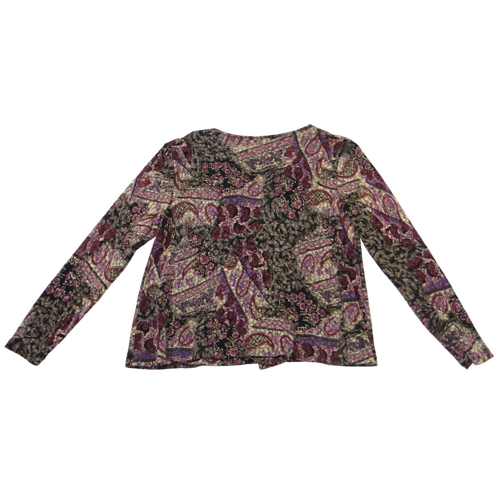 Choices Womens Purple Paisley Floral 2 Piece Cardigan and Tank Set M Stretchy