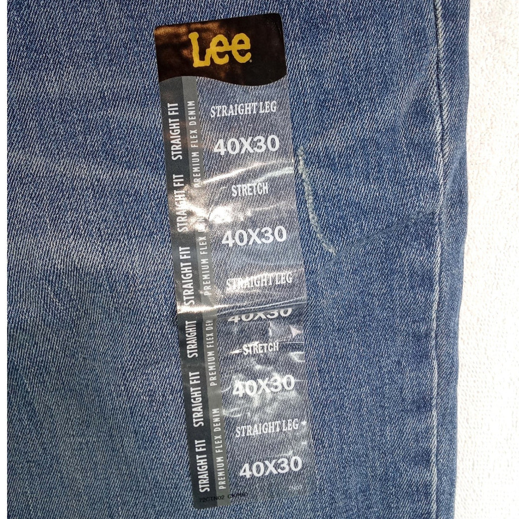 NWT-Lee Mens Straight Fit Straight Leg Jeans Heath Blue 40x30 Premium Flex