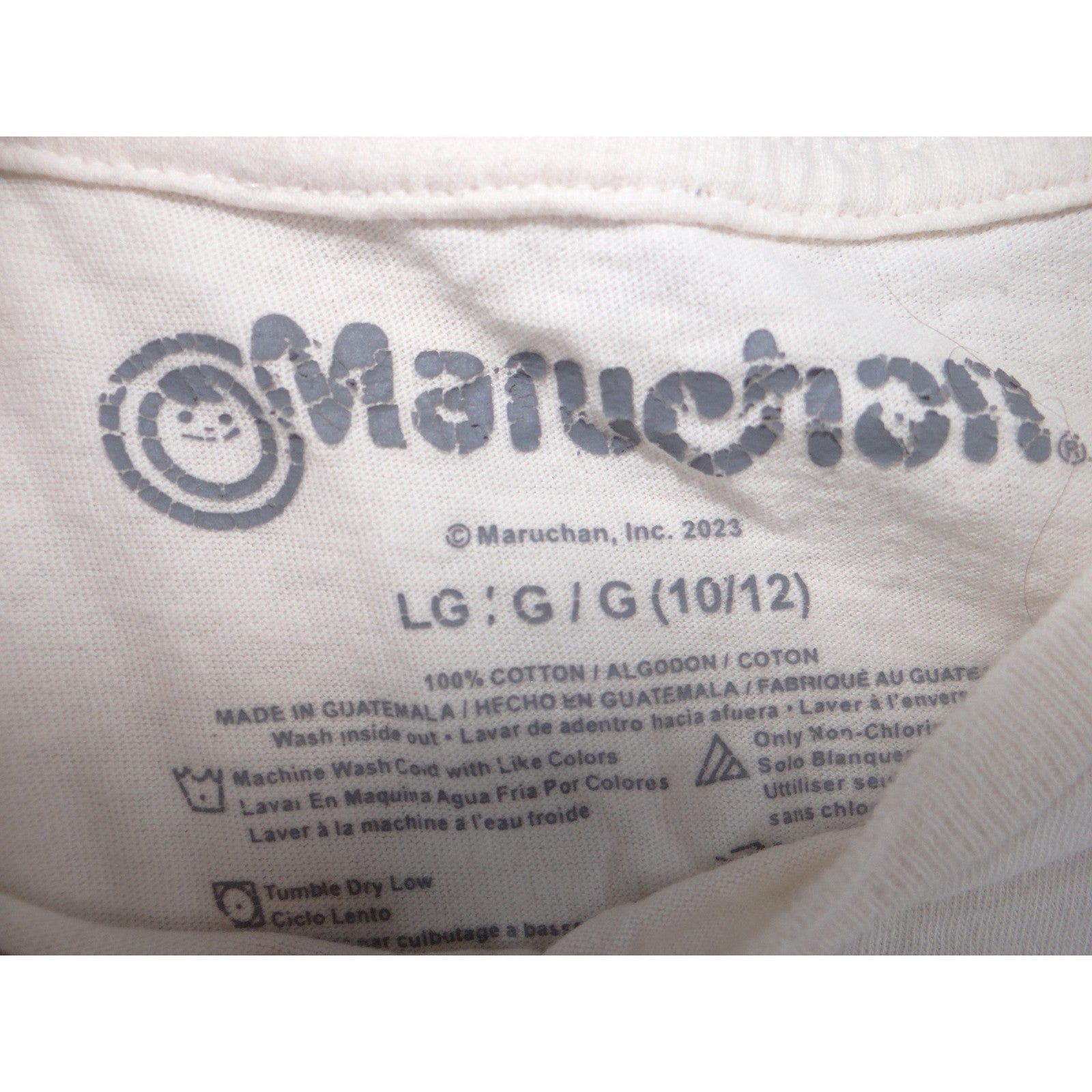 Maruchan Instant Lunch Ramen Graphic T-Shirt Cream Girls Large 10/12 Boxy Fit