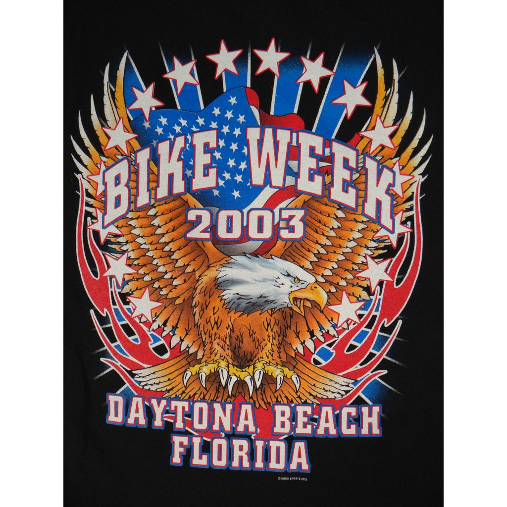 y2k Vintage Bike Week 2003 Daytona Beach Florida Motorcycle Graphic T Shirt XXL