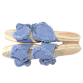 B Blass Womens Blue Frayed Bow Espadrille Slide Sandals Flat Jute Size 7.5M 38