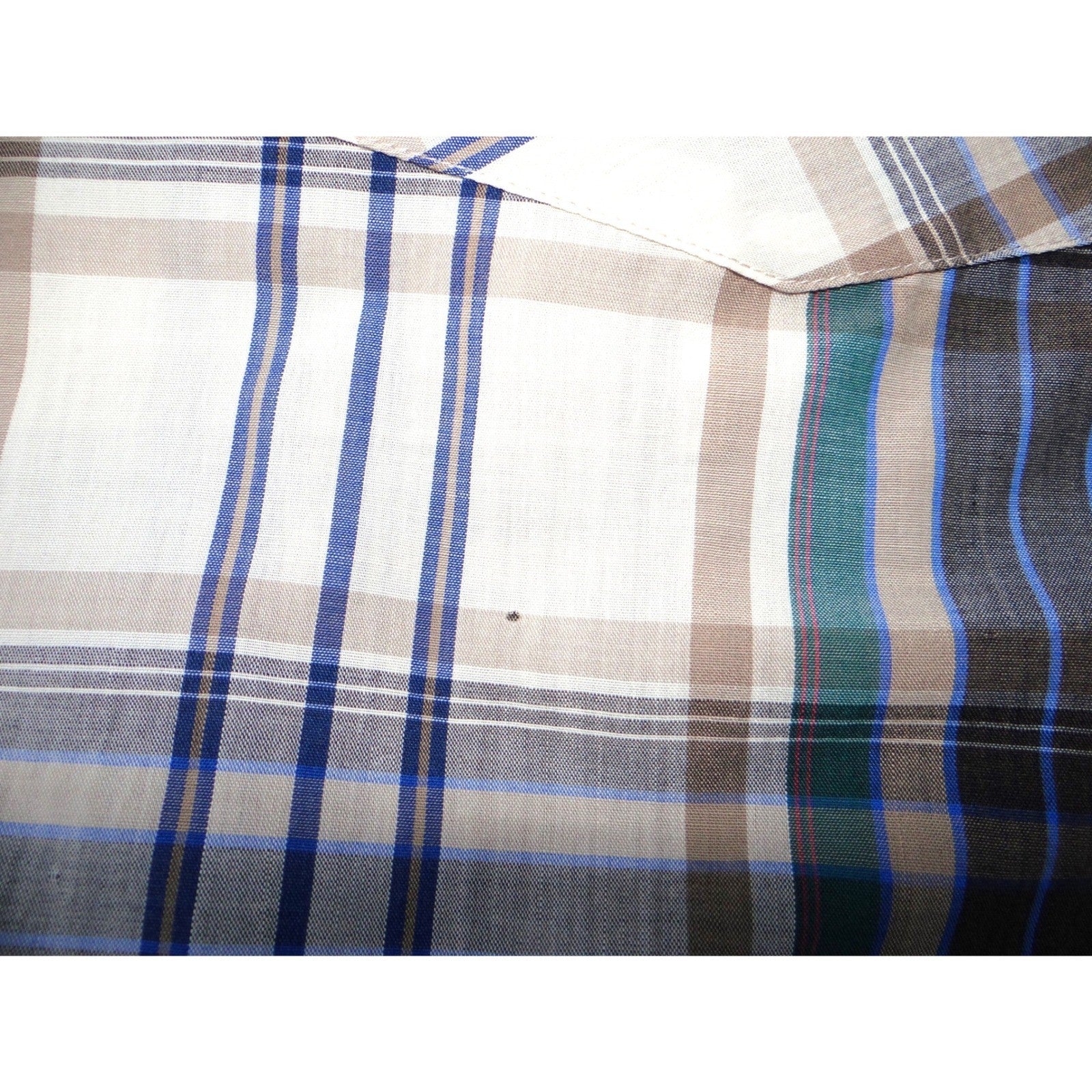 ELY PLAINS Mens Plaid Western Shirt Short Sleeve Pearl Snap Size M