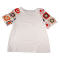 Unbranded White Crochet Granny Square Sleeve Top Womens Size M Short Sleeve Boho