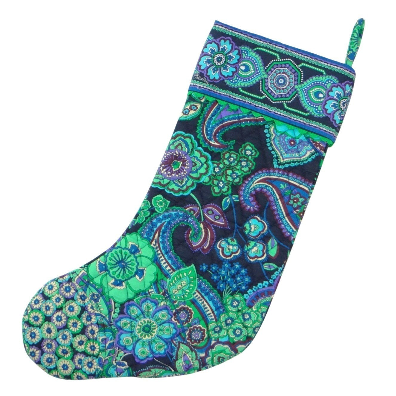 Vera Bradley Quilted Christmas Stocking Provencal Blue Green Purple Paisley