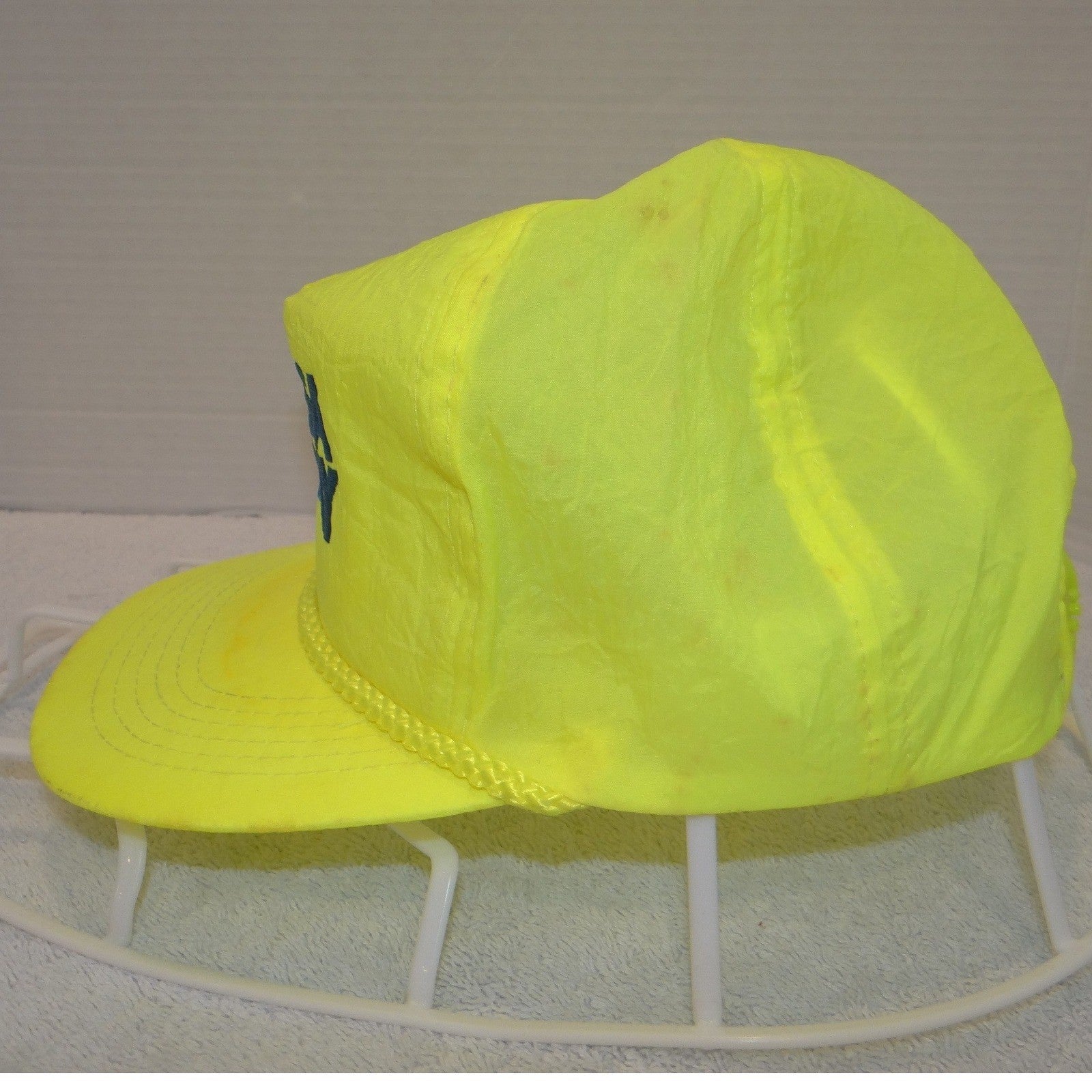Vintage USA Today Hat Neon Yellow Nylon Rope Snapback Cap 90s Media Promo