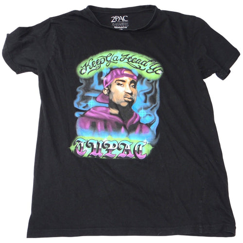 2Pac Keep Ya Head Up Graphic T Shirt Black Short Sleeve Size S Bravado
