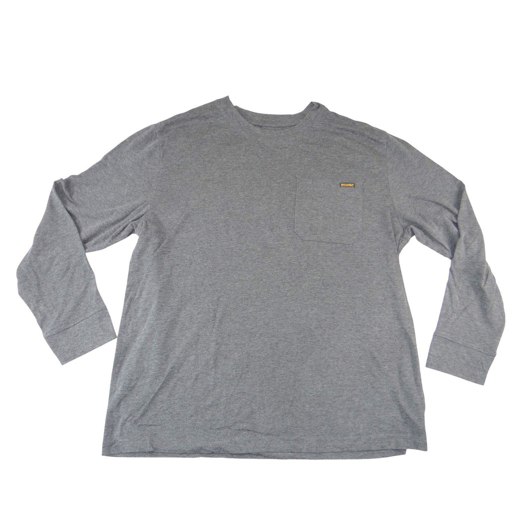 Brahma Mens XL Long Sleeve Pocket T-Shirt Charcoal Gray Heather Workwear
