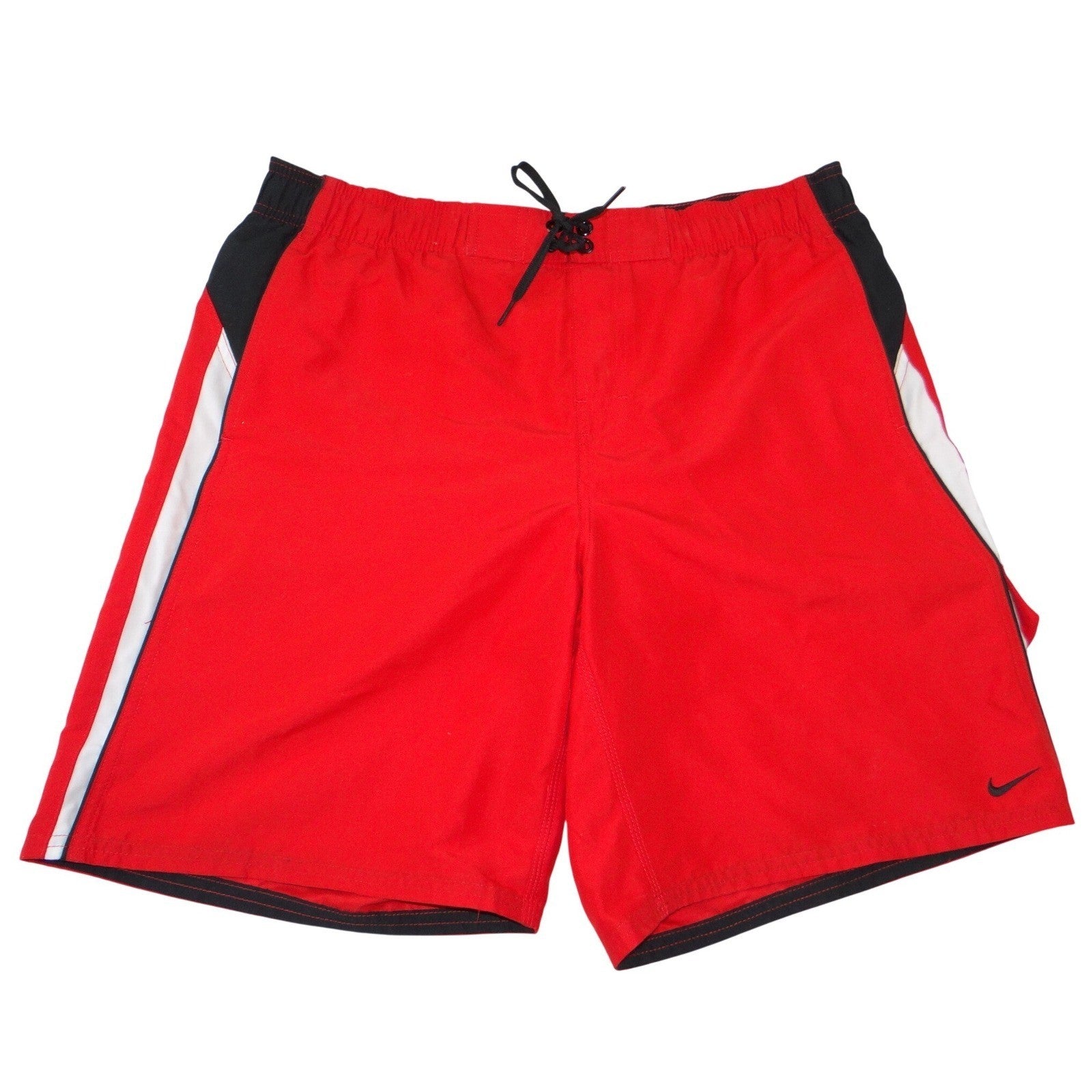 Nike Mens Red Colorblock Swim Trunks Board Shorts Mesh Lined Large