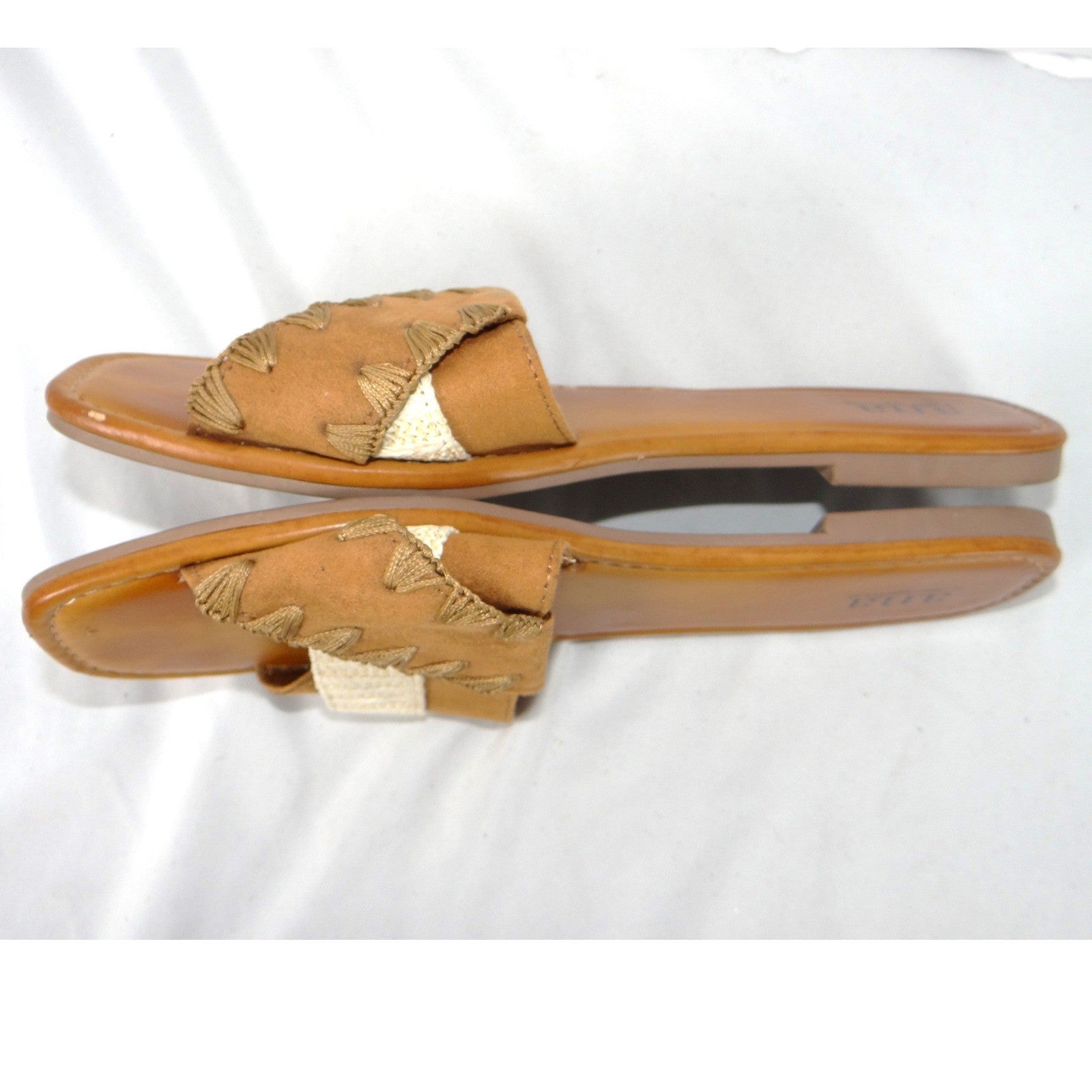 a.n.a a new approach Garth Womens Tan Woven Strap Flat Slide Sandals Size 8M