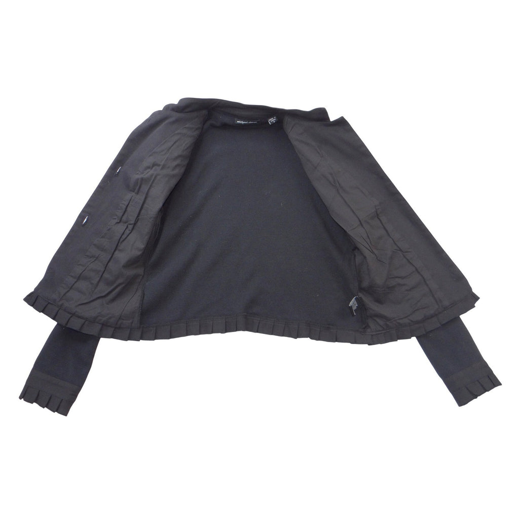 Vintage Iconic Michael Simon Women Black Ruffle Pleated Button Front Jacket Sz S