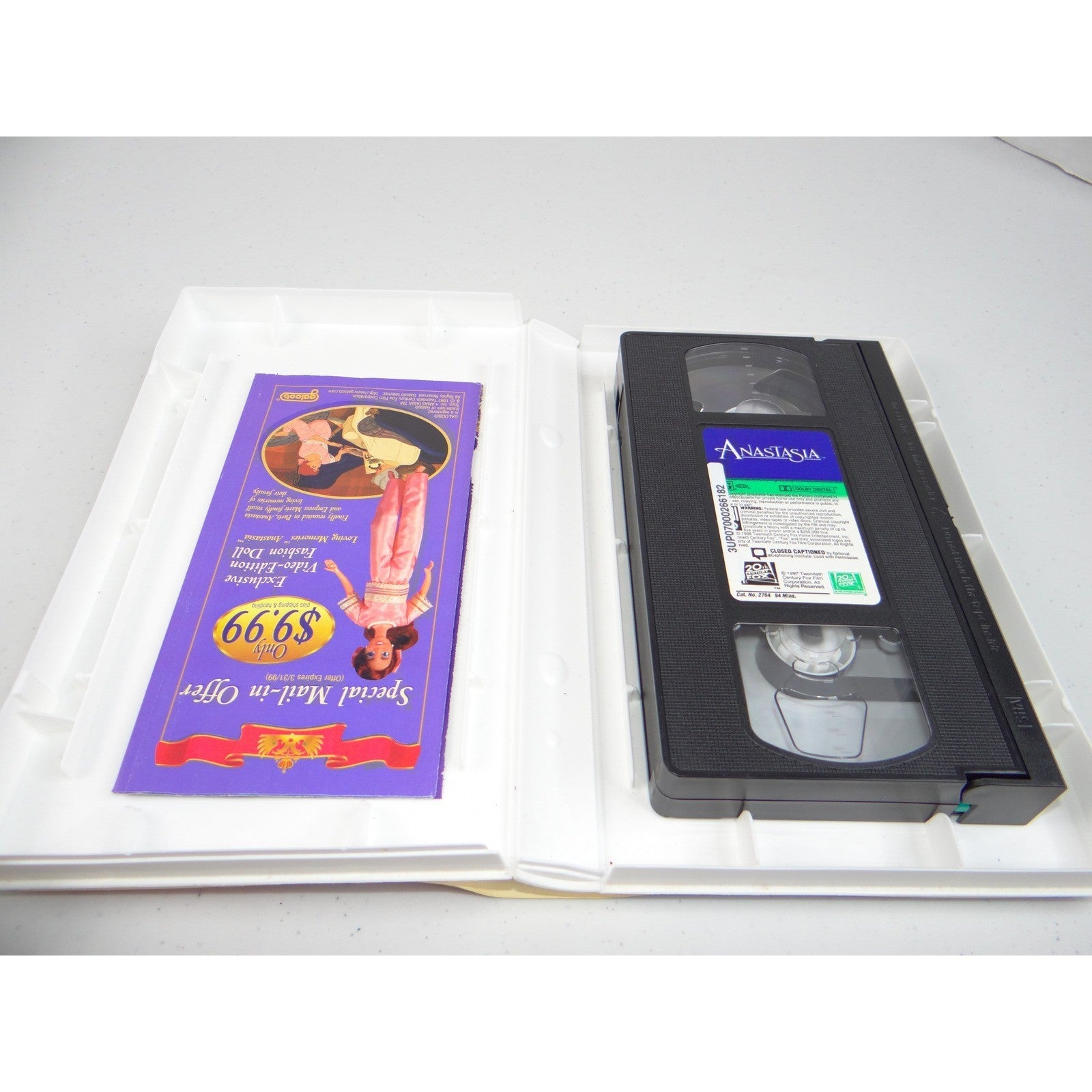 Anastasia VHS 1997 Animated Musical 20th Century Fox Meg Ryan Clamshell TESTED