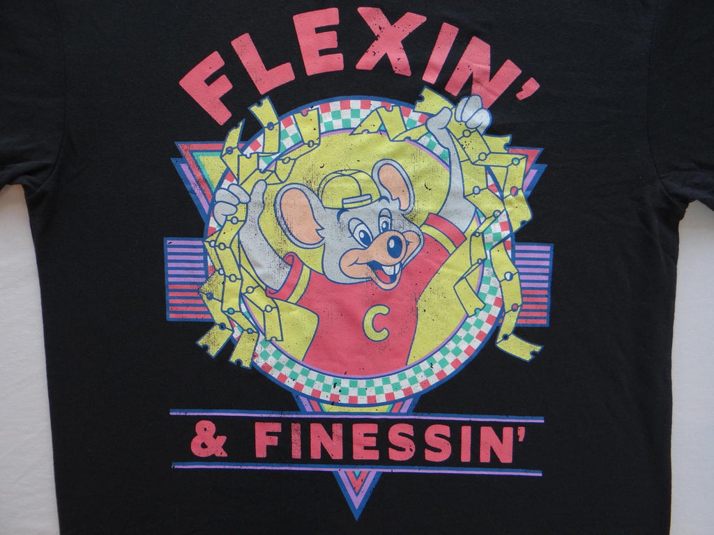 Black Graphic T-Shirt with Flexin' & Finessin' Design