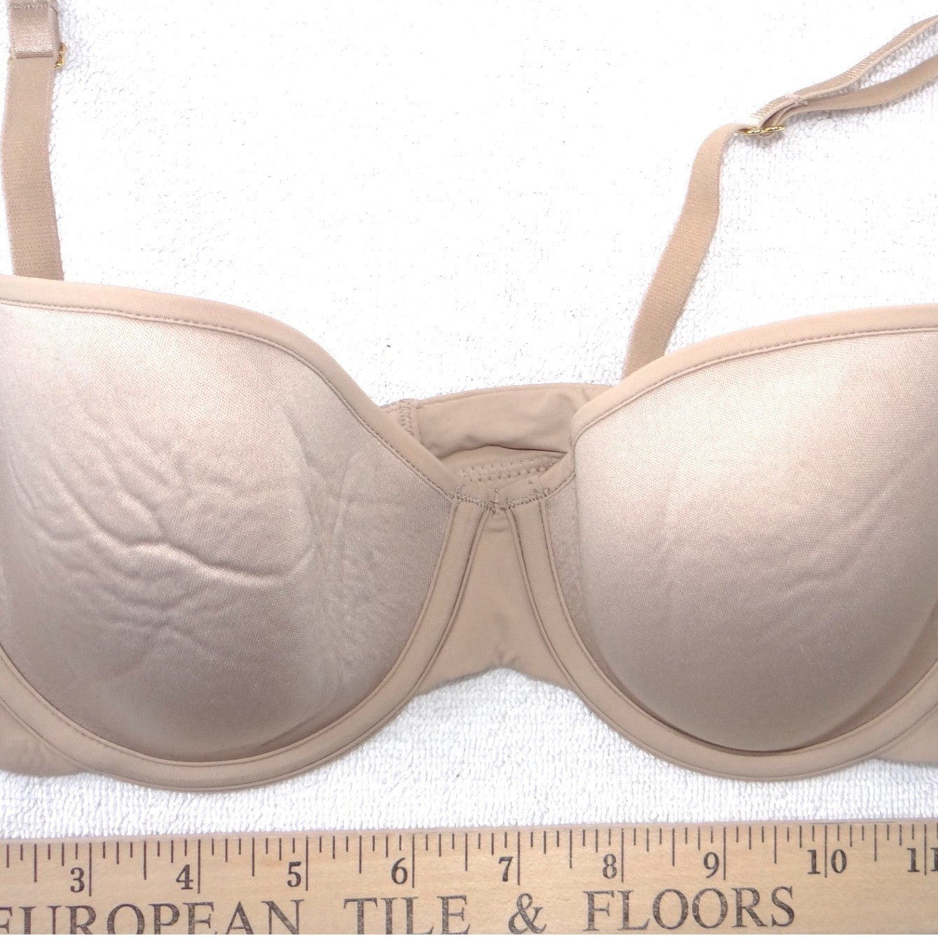ThirdLove 24/7 Classic T-Shirt Bra Beige Nude Pleated Straps 36A 1/2