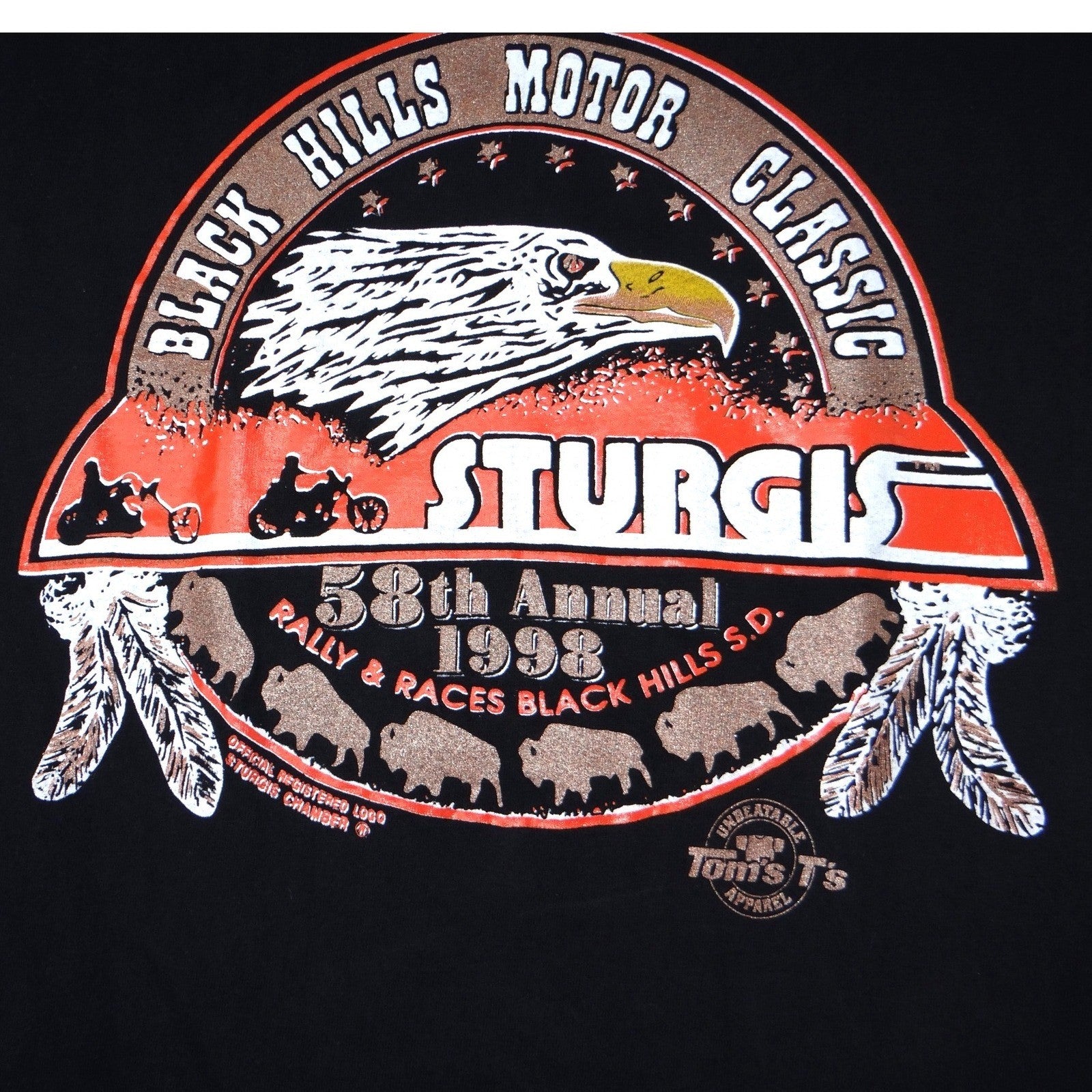 VTG Black Hills Motor Classic Sturgis 1998 Motorcycle Rally TShirt Mens Adult L