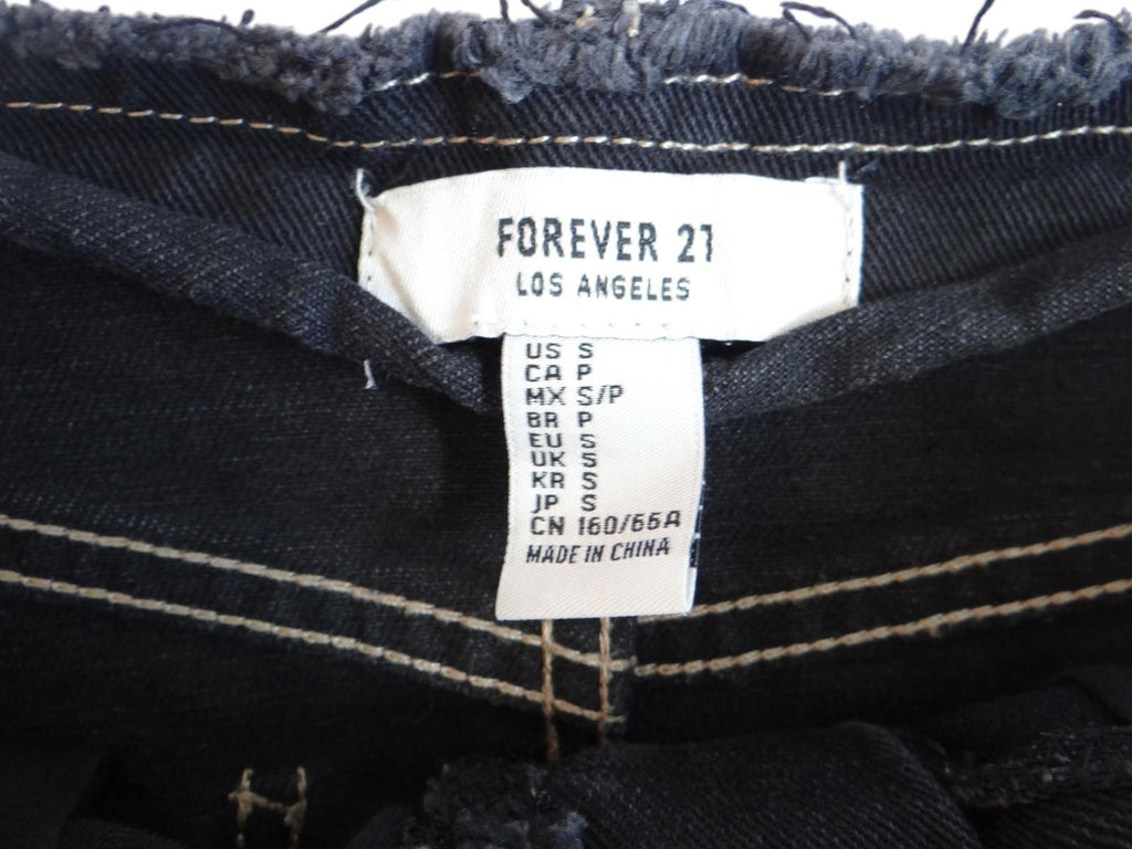 Forever 21 Distressed Black Denim Skirt