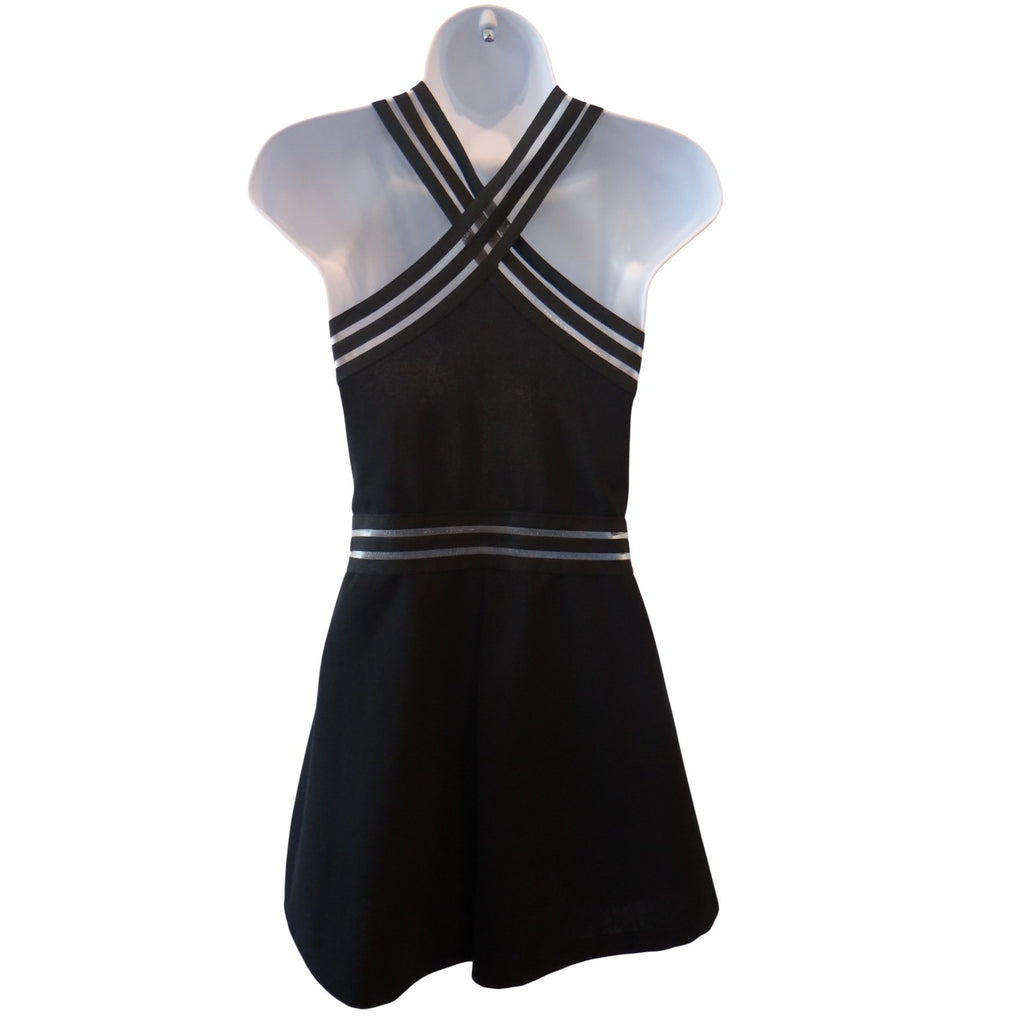 Black Halter Neck Romper Mesh Trim Cutout Detail