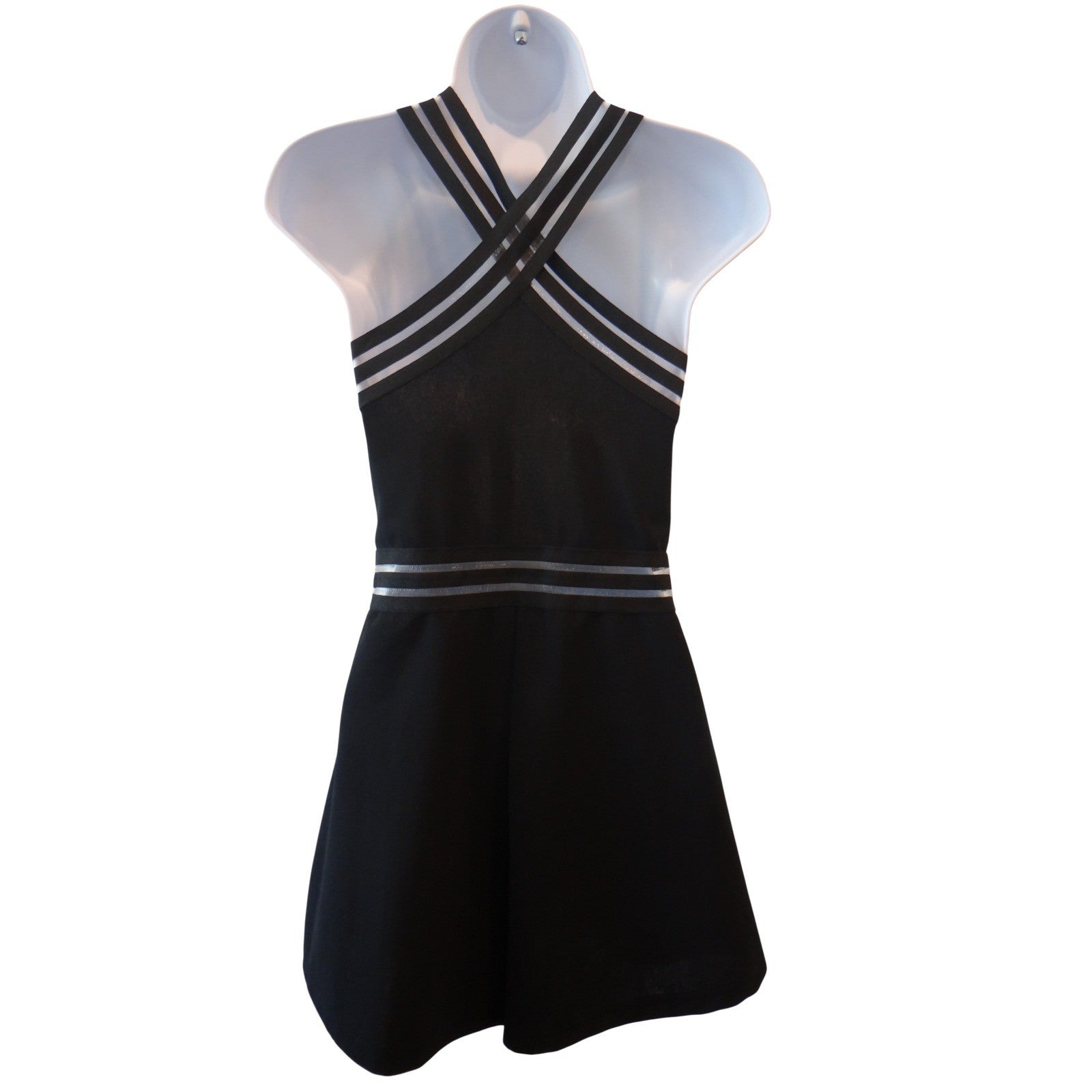 Black Halter Neck Romper Mesh Trim Cutout Detail
