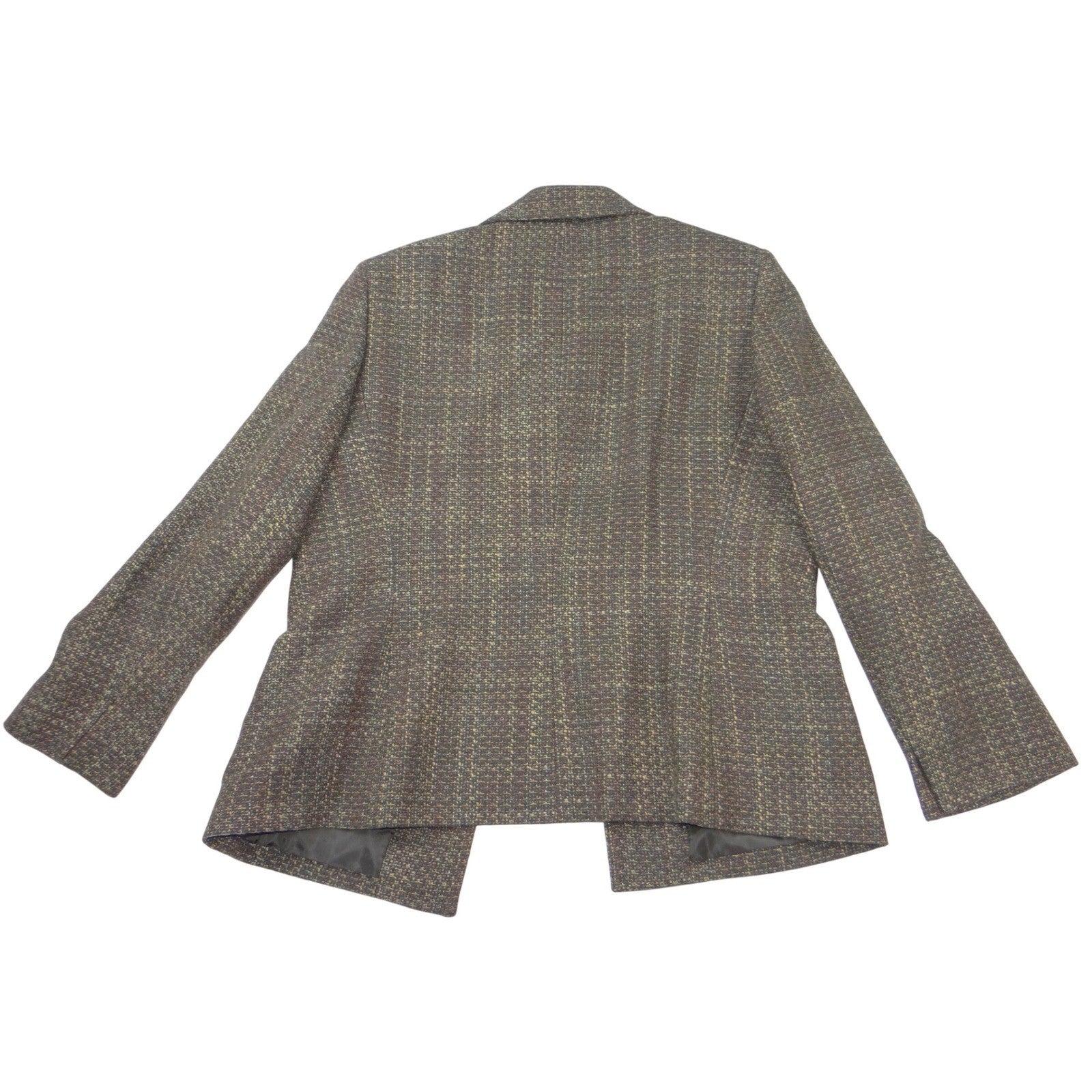 VTG Kasper Womens 14P Petite Textured Tweed Blazer Jacket Brown Olive 4-Pocket