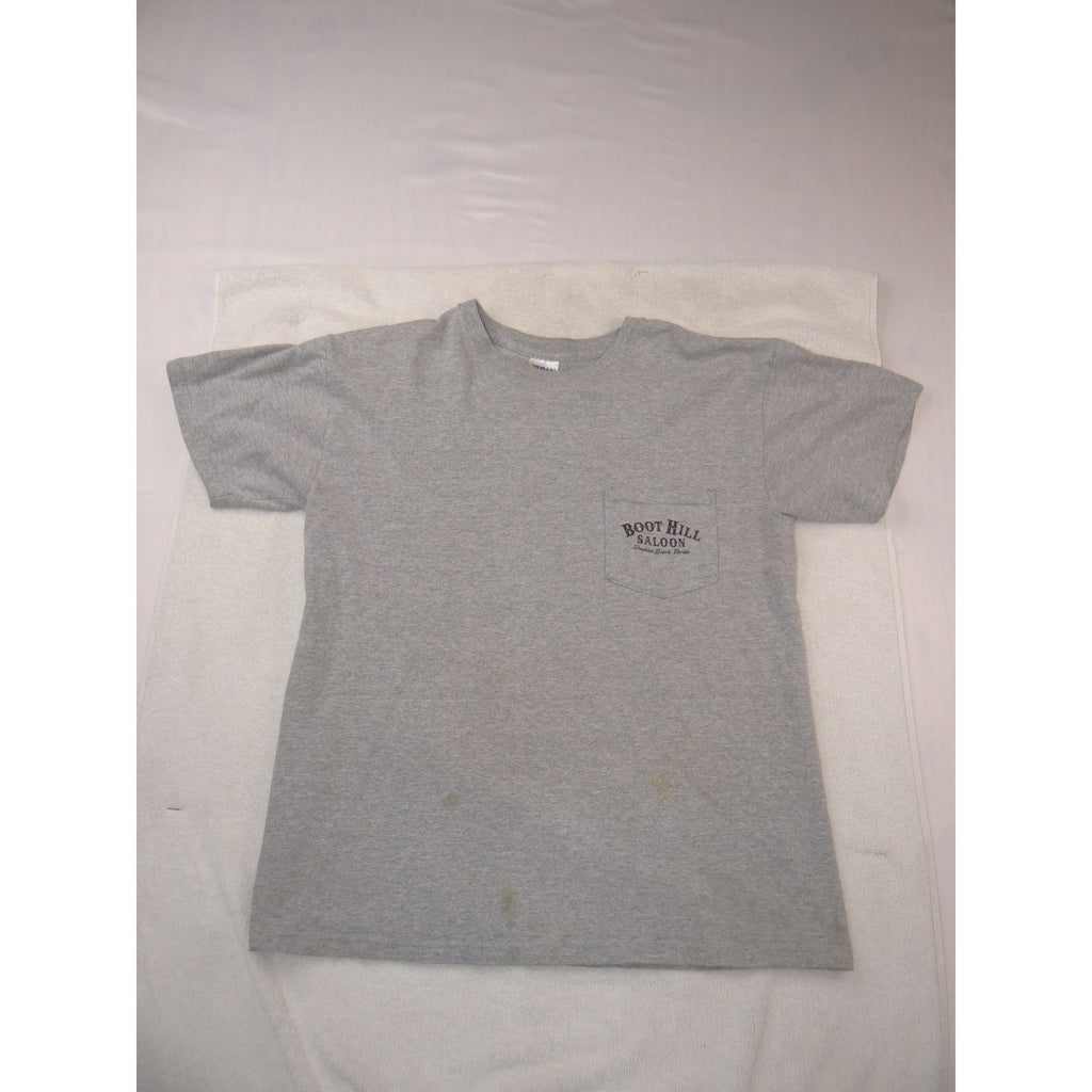 Vintage Boot Hill Saloon Daytona Beach Florida Pocket T-Shirt Mens Medium Gray