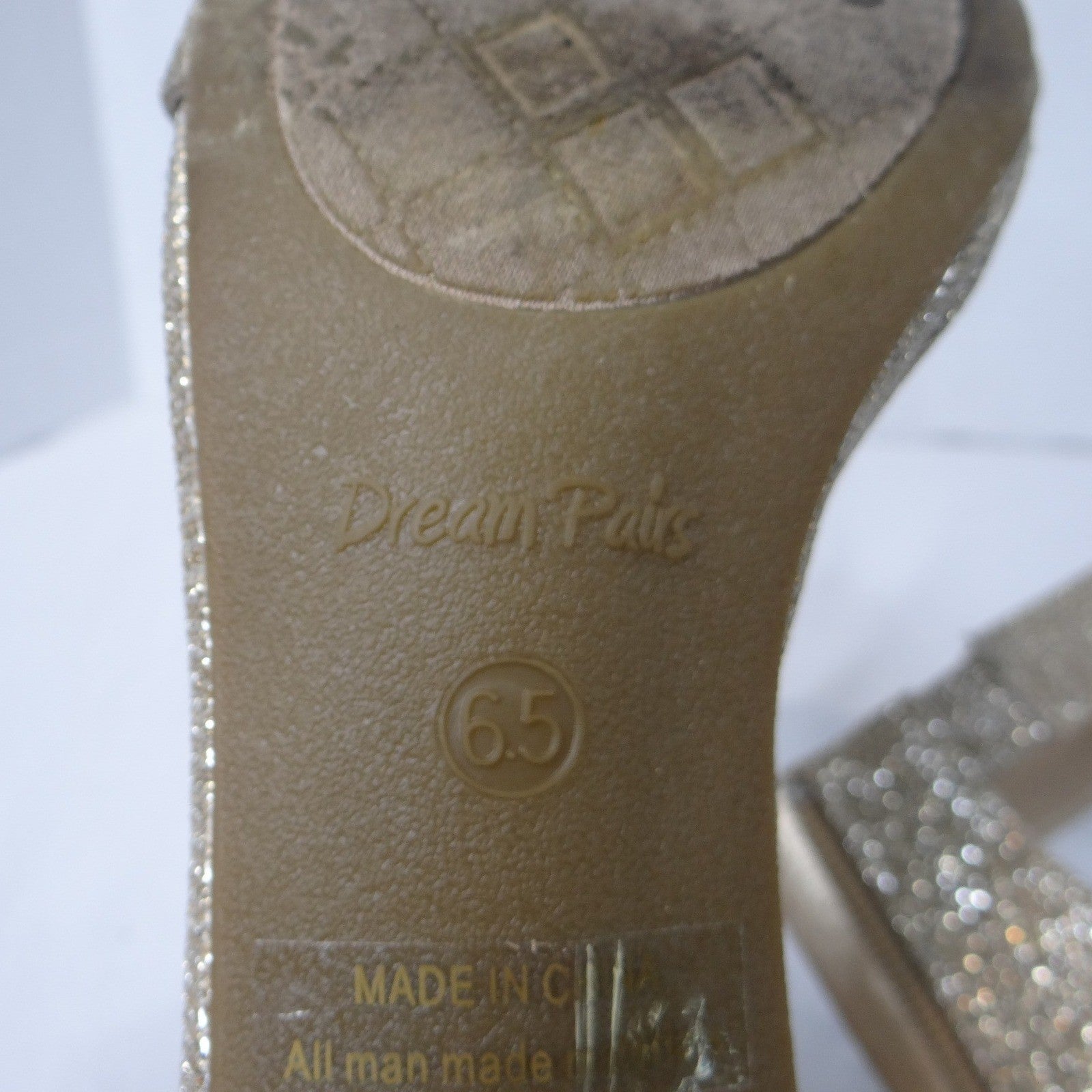 Dream Pairs Women Gold Glitter Ankle Strap Stiletto Heels Dress Shoes Size 6.5