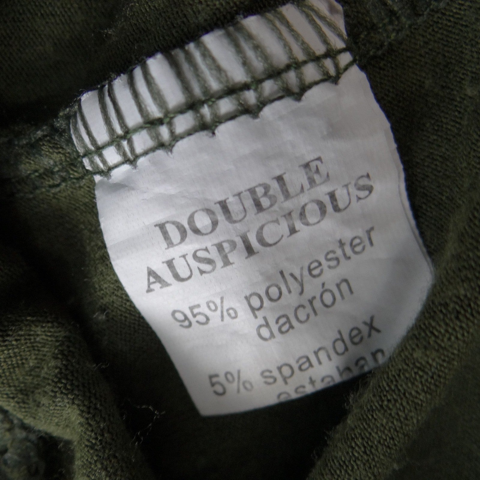 Double Auspicious Olive Green Cargo Joggers Elastic Waist Pants Mens S/M