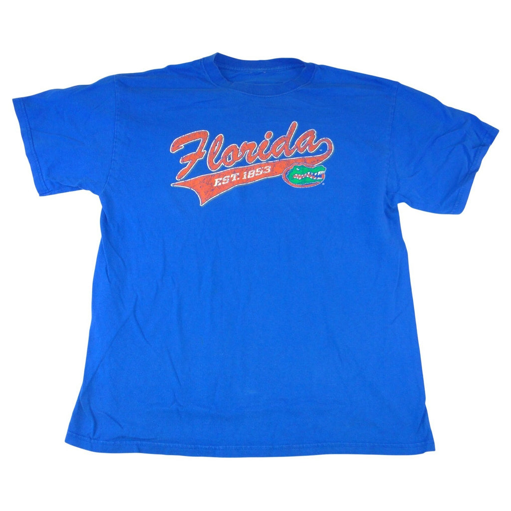 Florida Gators NCAA T-Shirt Blue Distressed Graphic Tee Mens Medium