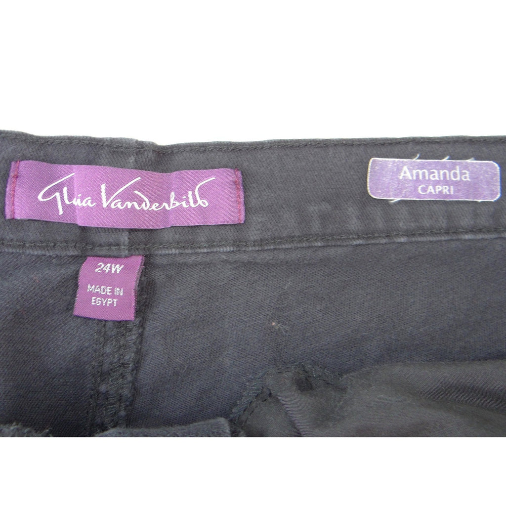 Gloria Vanderbilt Amanda Capri Black Plus Size 24W Rhinestone Pocket Jeans