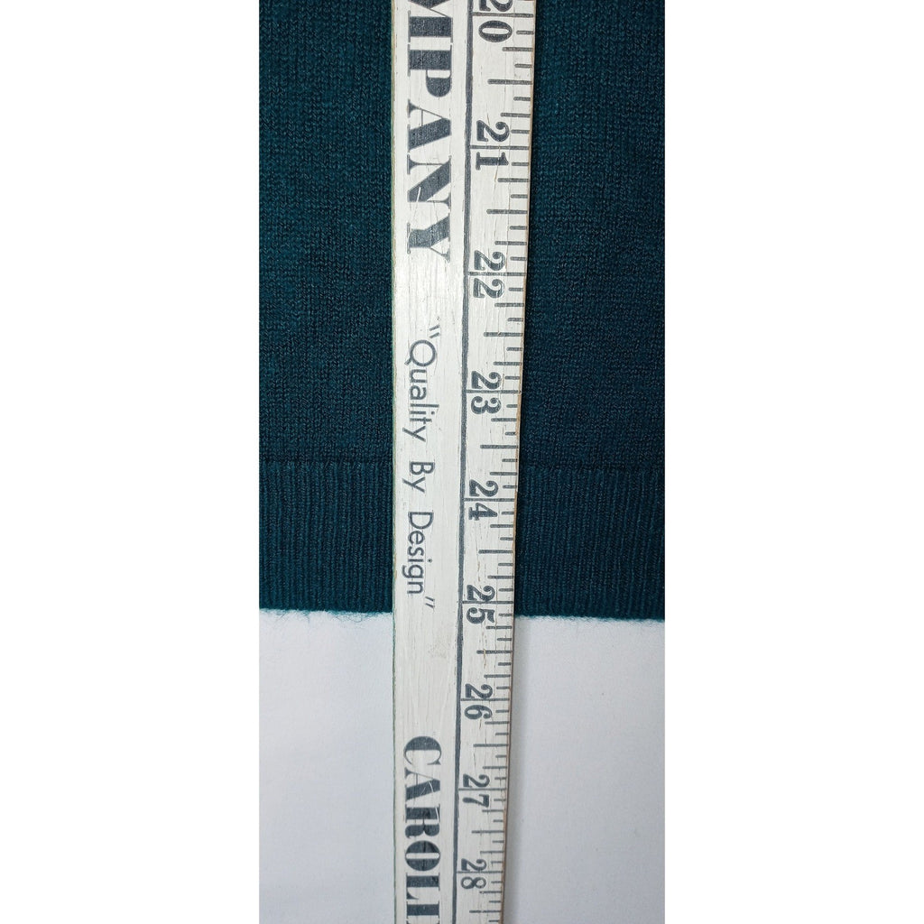 Gervele Teal Blue Ribbed Knit Mock Neck Tie Neck Sweater Top Women's Medium