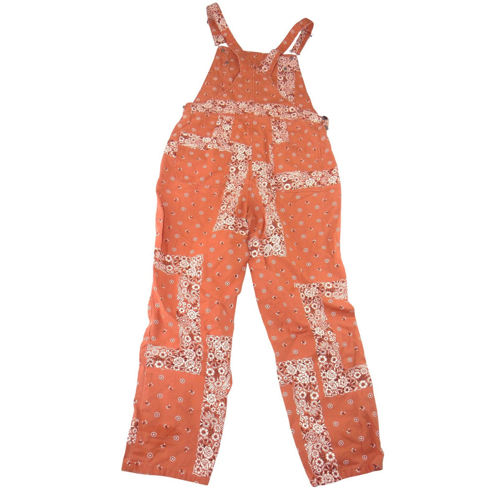 RVCA Womens Bandana Patchwork Overalls Clay Terracotta Floral Canvas Bib 27