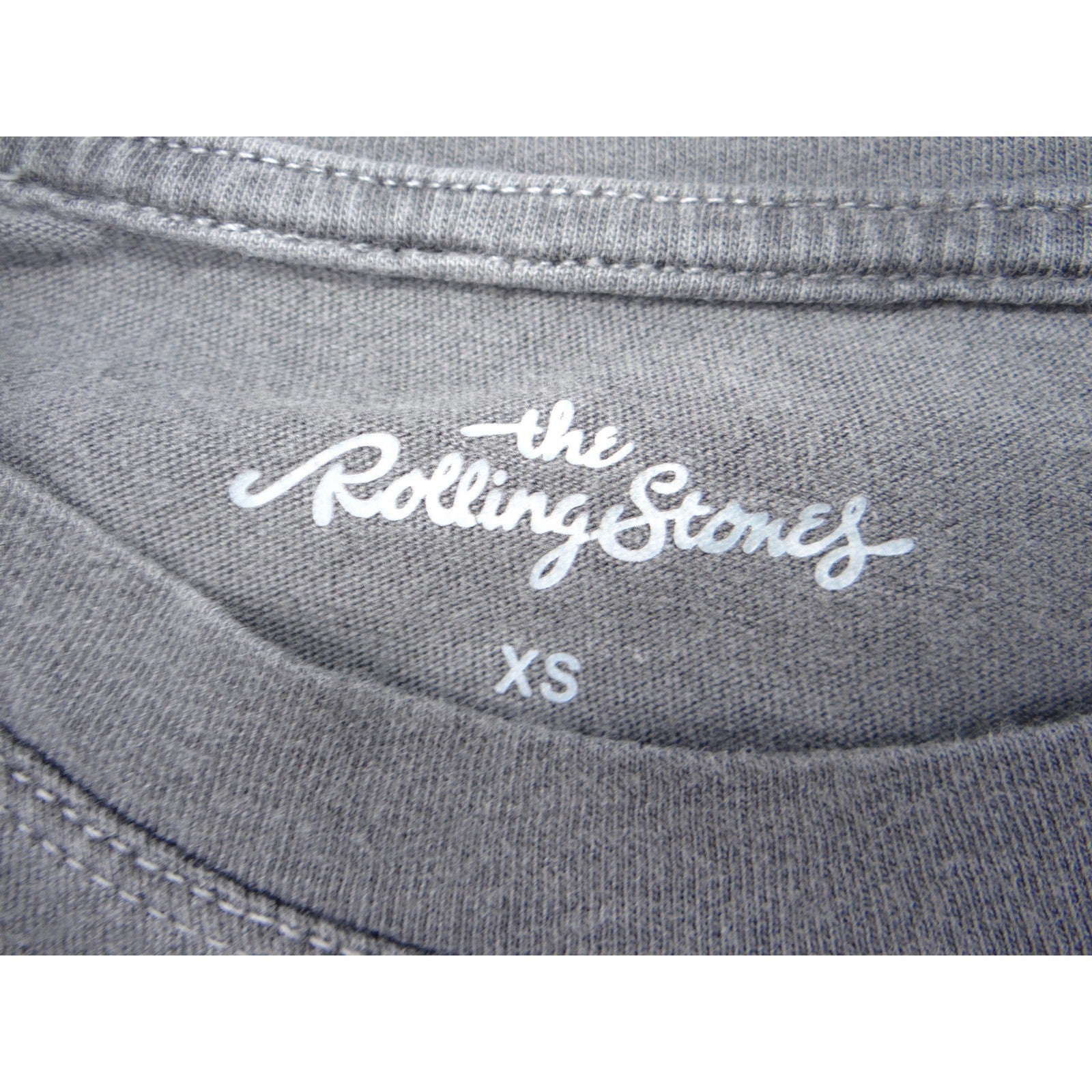 The Rolling Stones Logo T Shirt Gray Short Sleeve Cotton Blend Graphic Tee XS