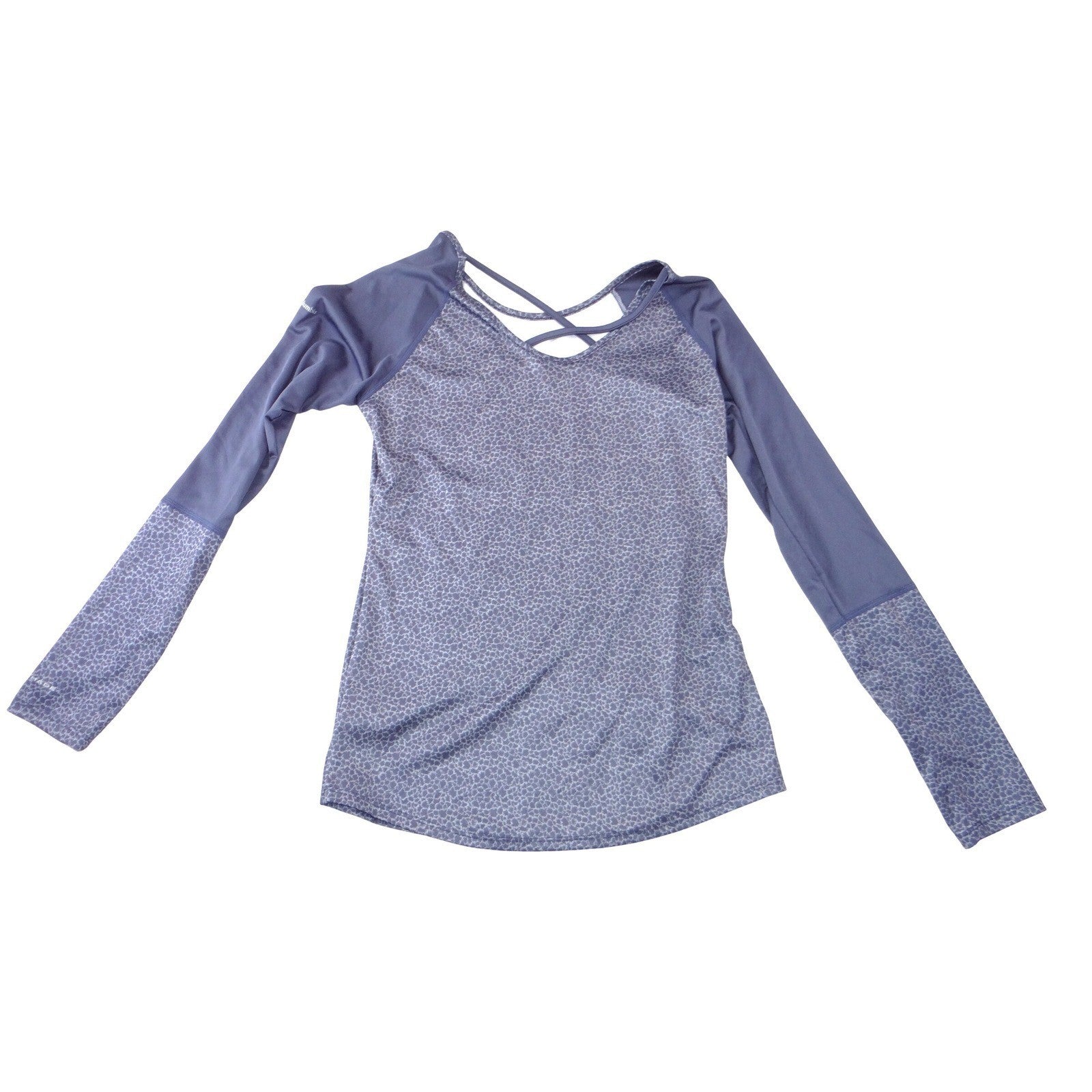 Columbia Womens Navy Blue Pebble Print Strappy Back Long Sleeve Active Top S