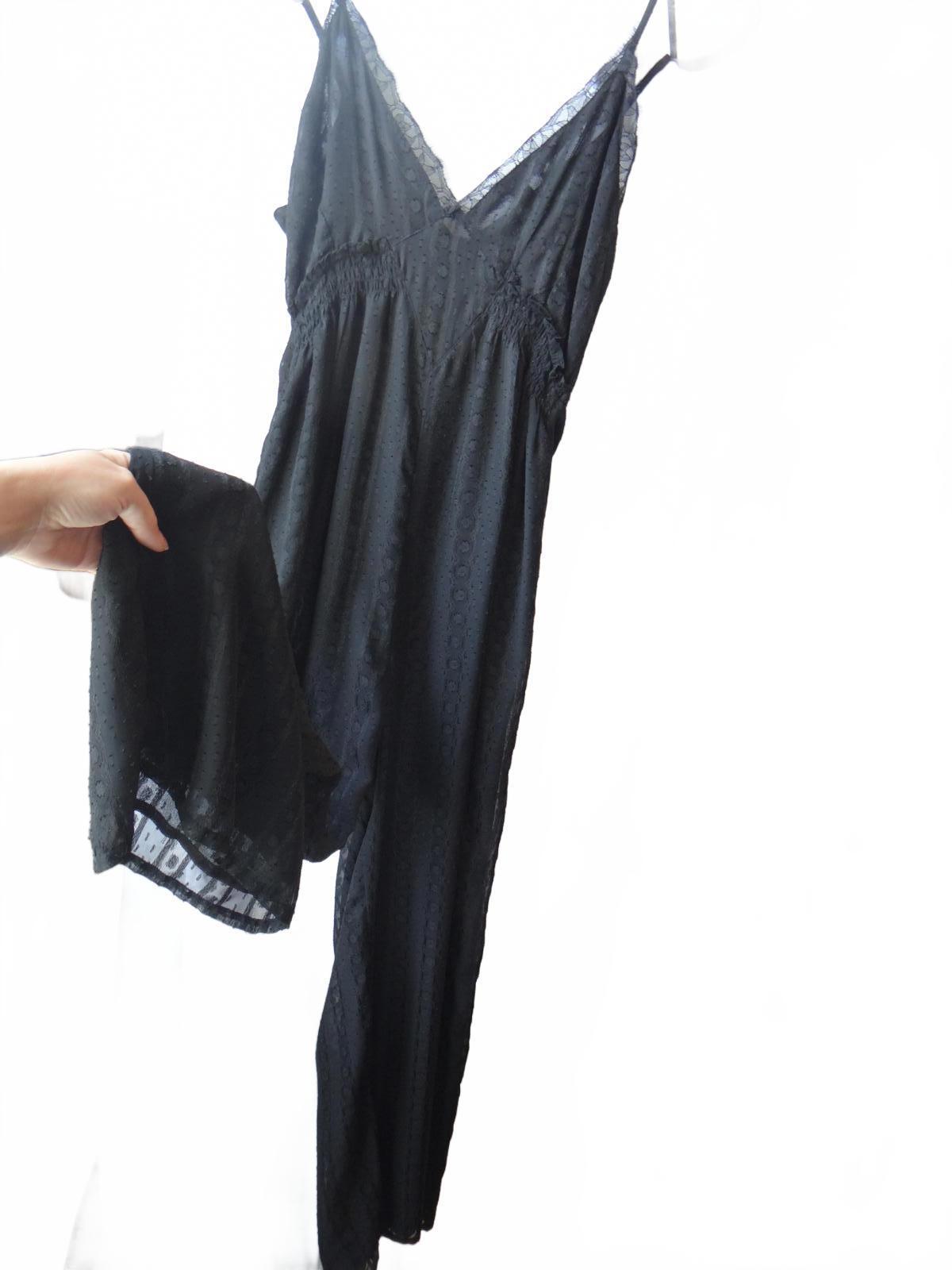 Elegant Black Lace-Trimmed Jumpsuit - size 4