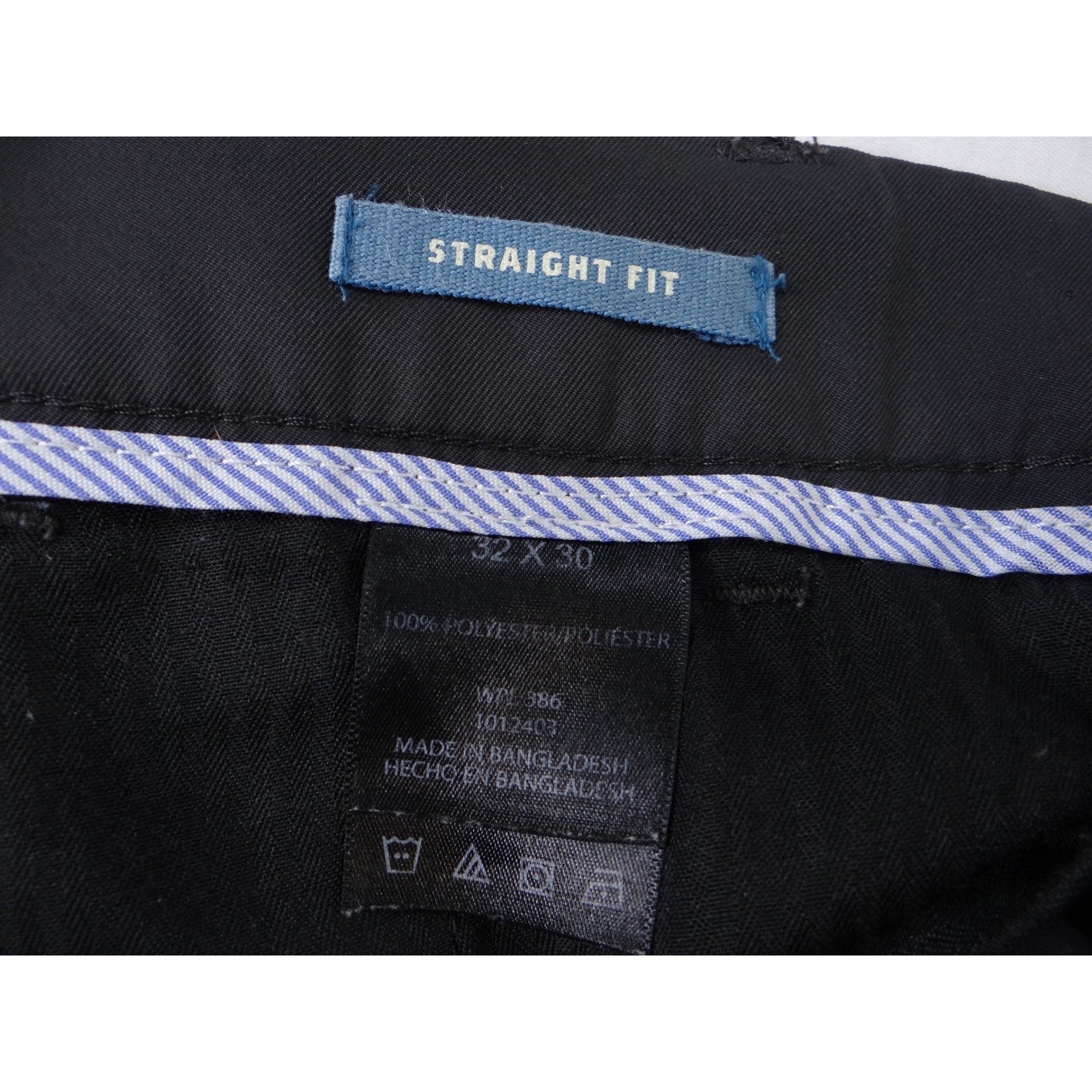 Haggar Mens Straight Fit Dress Pants Black 32x30 Polyester Flat Front Trousers