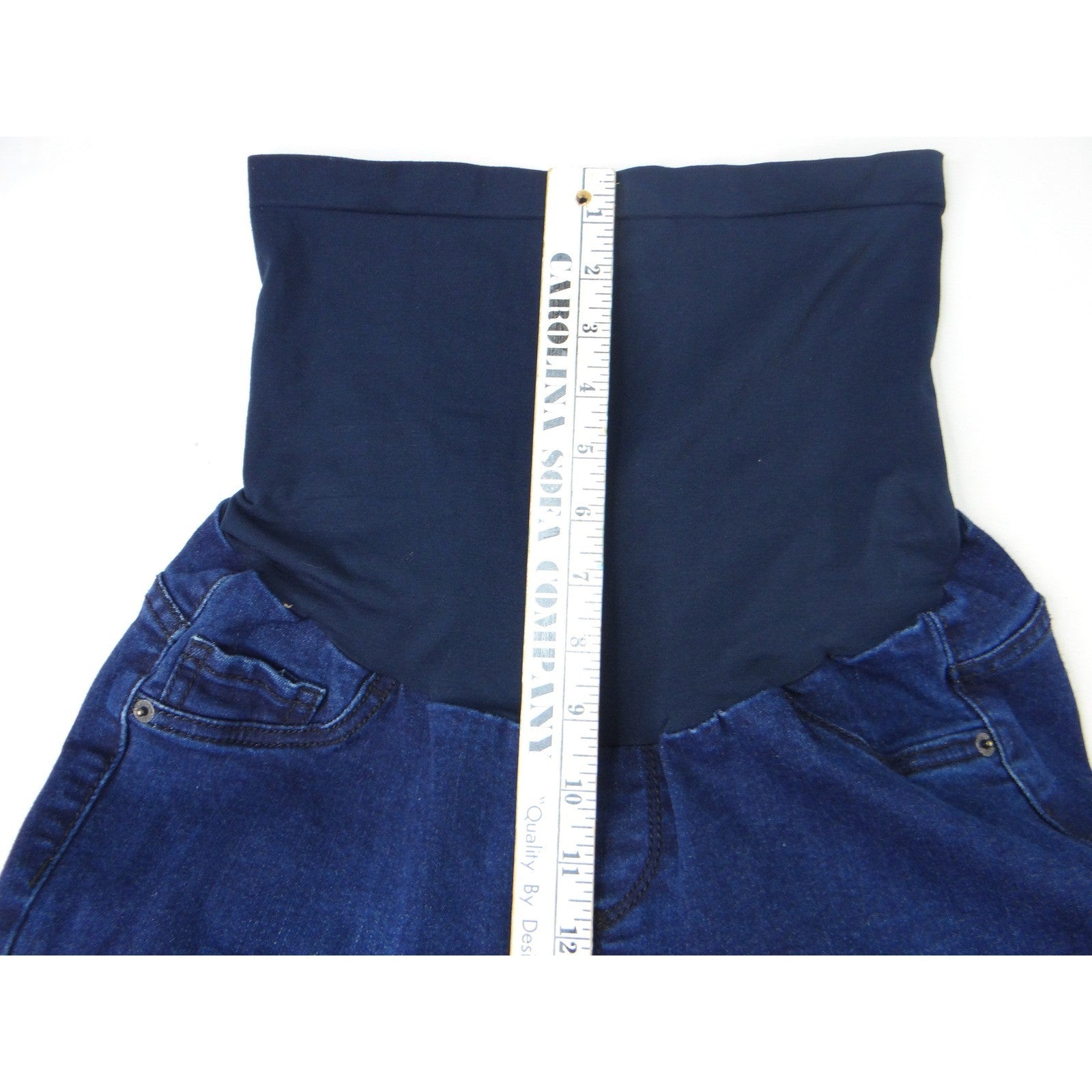 Indigo Blue Maternity Jeans Dark Wash Stretchy Full Panel Skinny Leg Size M/L