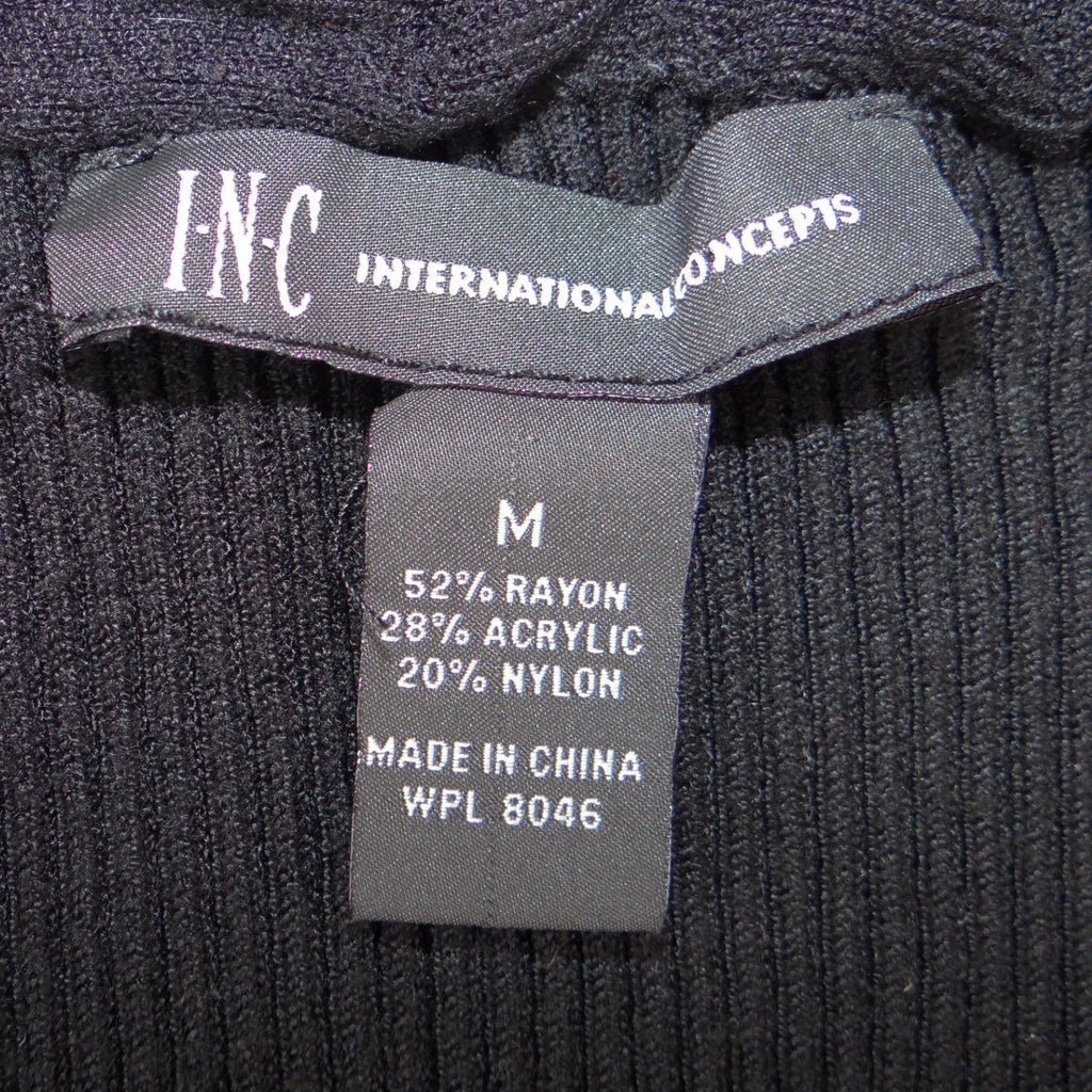 INC International Concepts Womens Black Ribbed Peplum Knit Scoop Neck Top M