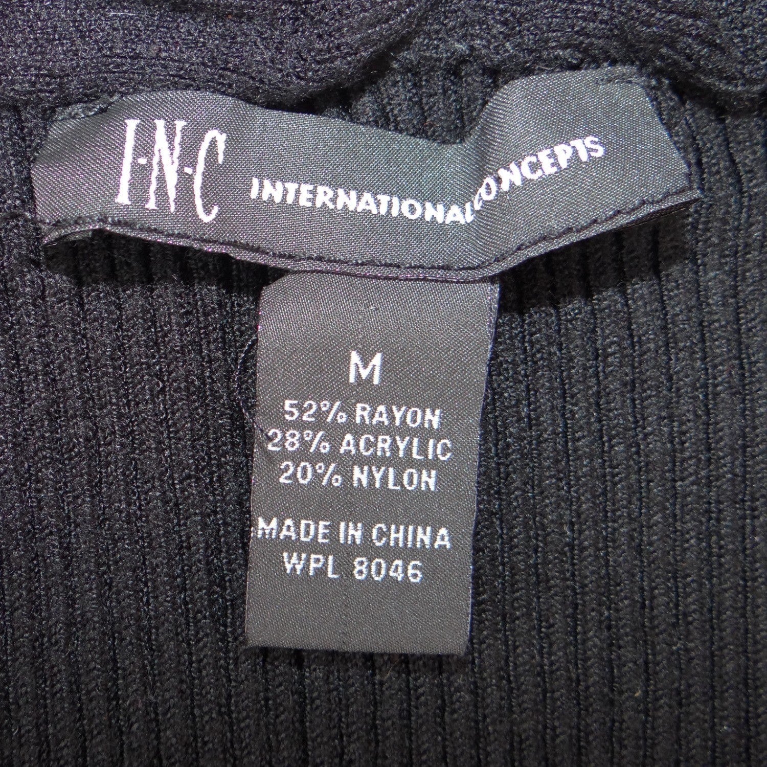 INC International Concepts Womens Black Ribbed Peplum Knit Scoop Neck Top M
