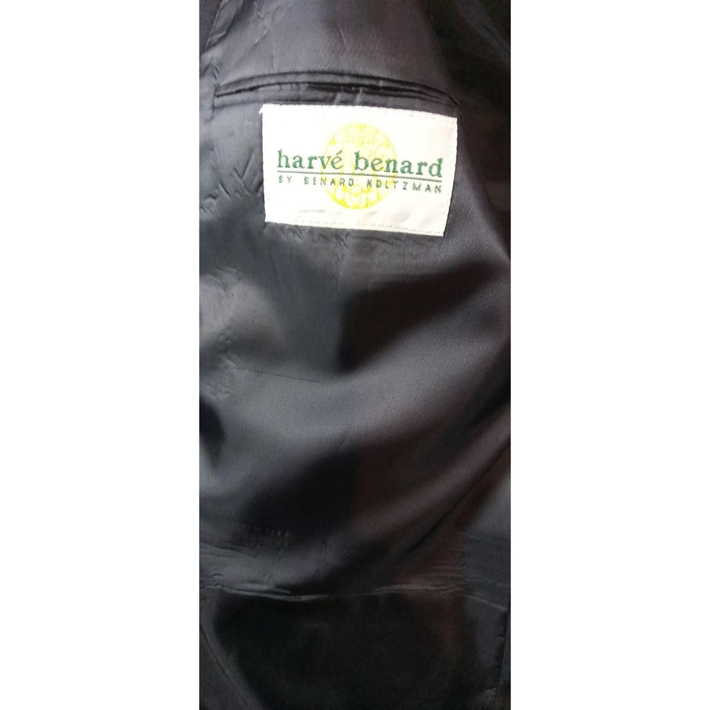 Harve Benard Black Suit Jacket Blazer Two Button Classic Fit Formal Business