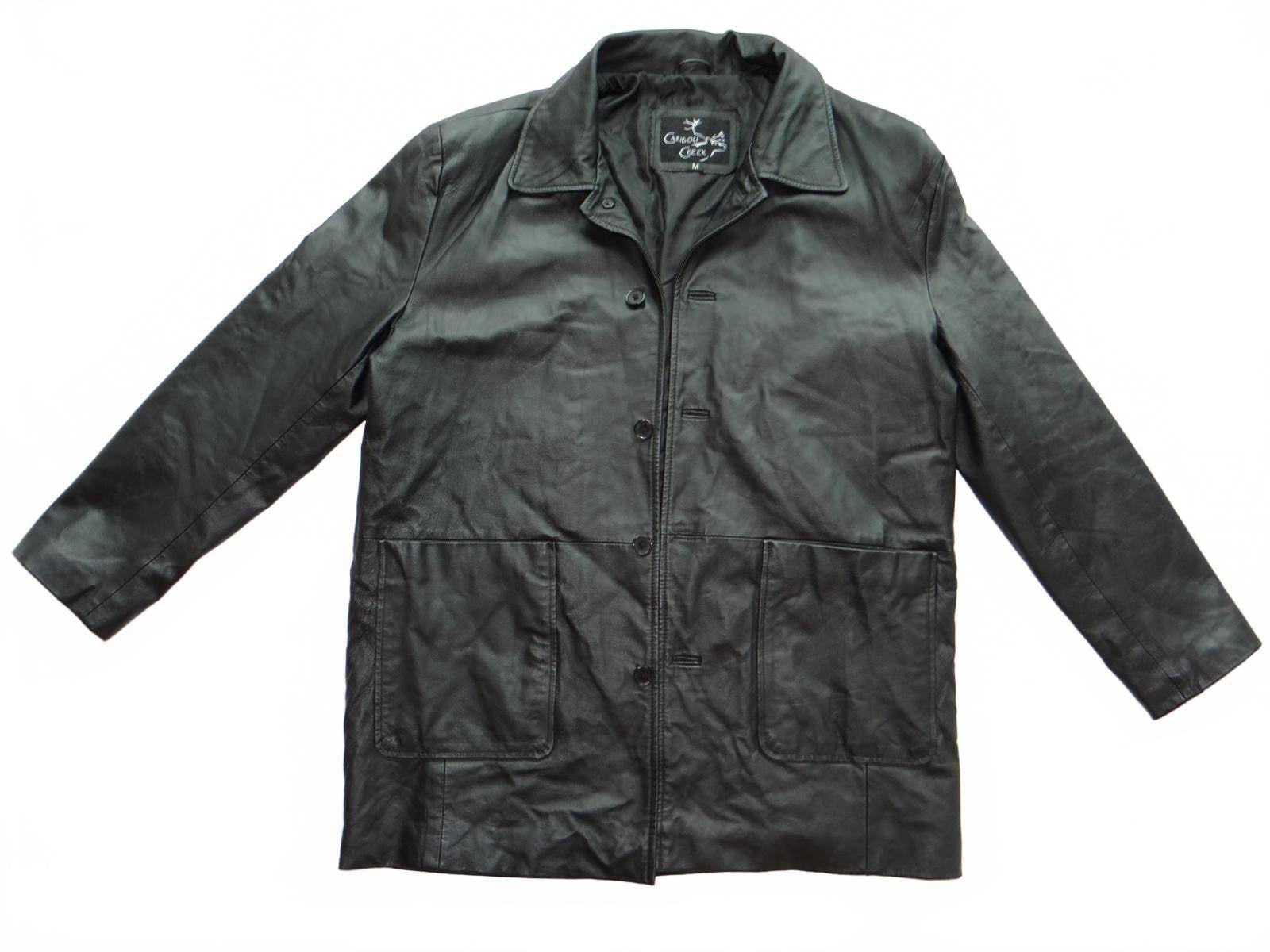 Men's Black Leather Jacket Medium Caribou Creek