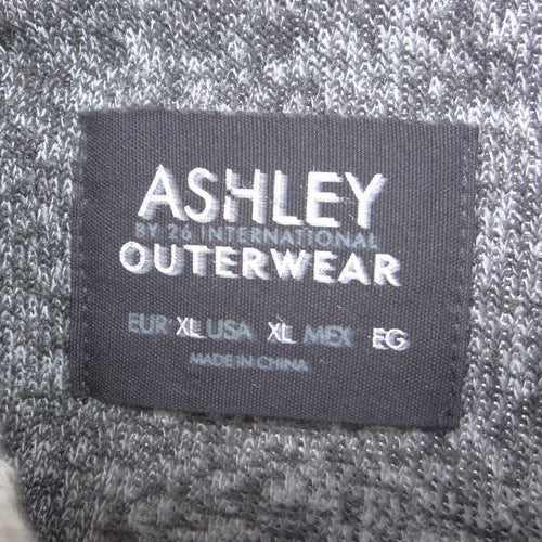Ashley by 26 International Womens XL Marled Grey Sherpa Moto Jacket Zip Up