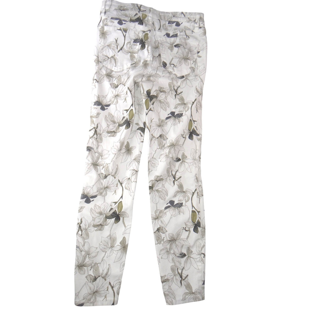 NWT-Buffalo David Bitton Havana High Rise Ankle Skinny Floral Pants Ivory