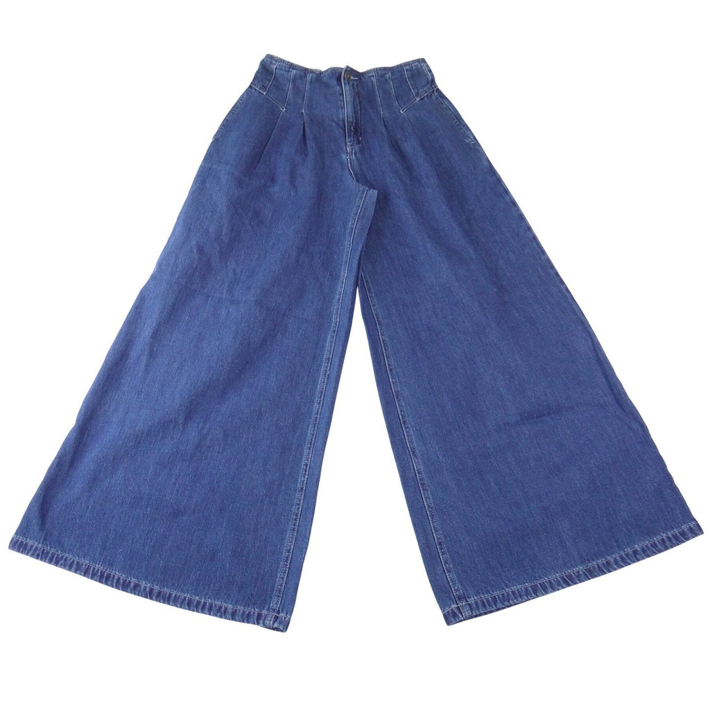 We The Free Free People Wide Leg Palazzo Jeans Blue Pleated High Waist 27