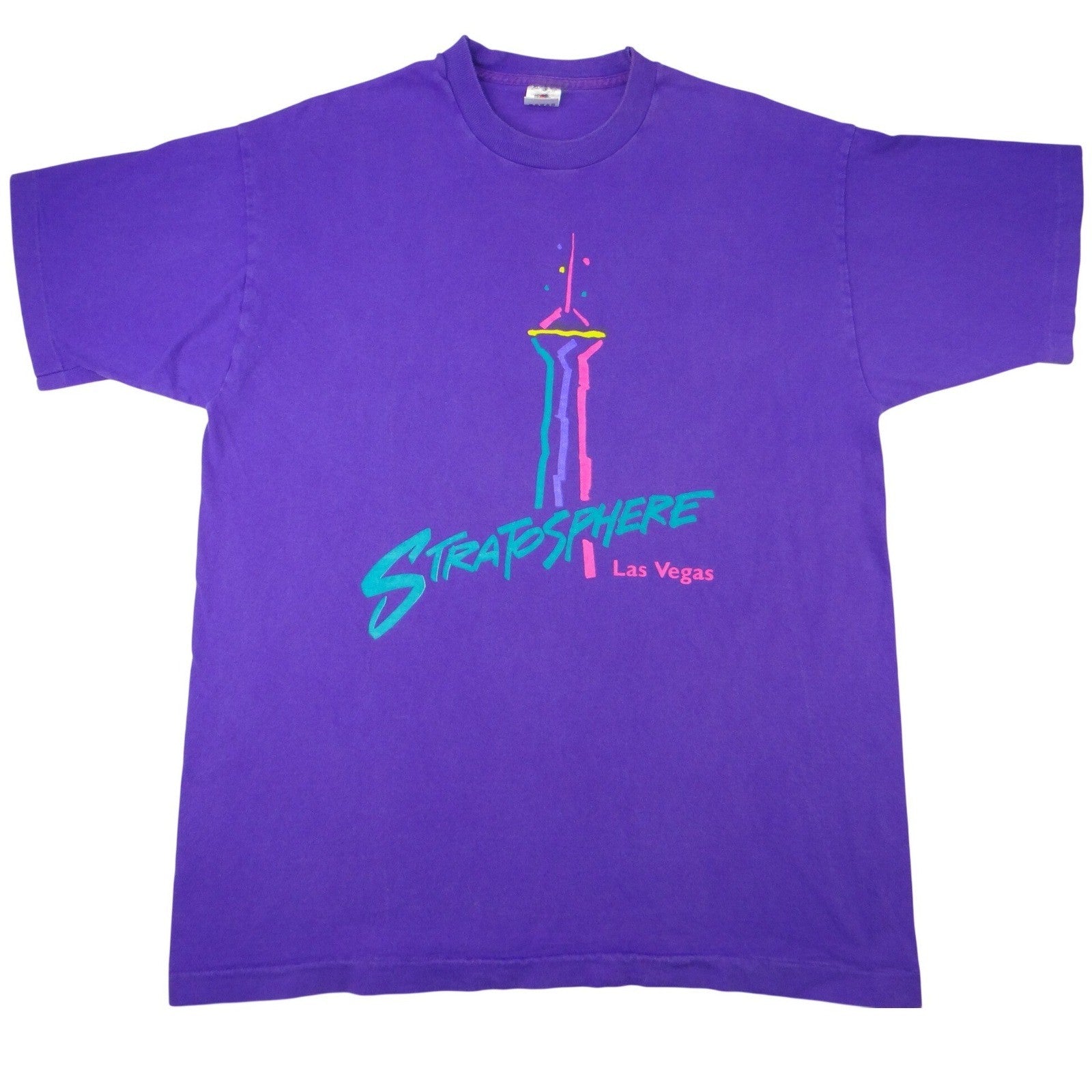 Vintage Stratosphere Las Vegas Graphic T Shirt Purple Fruit of the Loom XL