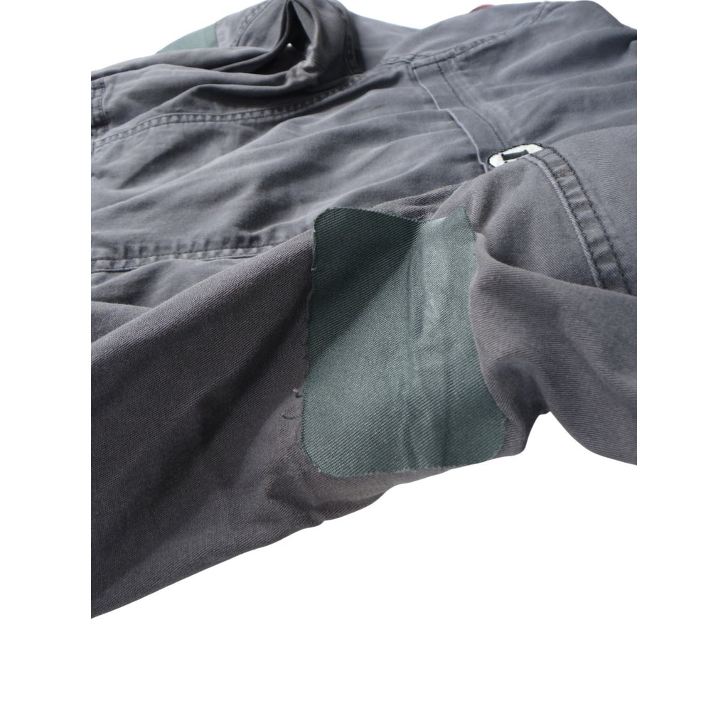 Express Gray Utility Jacket Women's Size L Patches Military Style